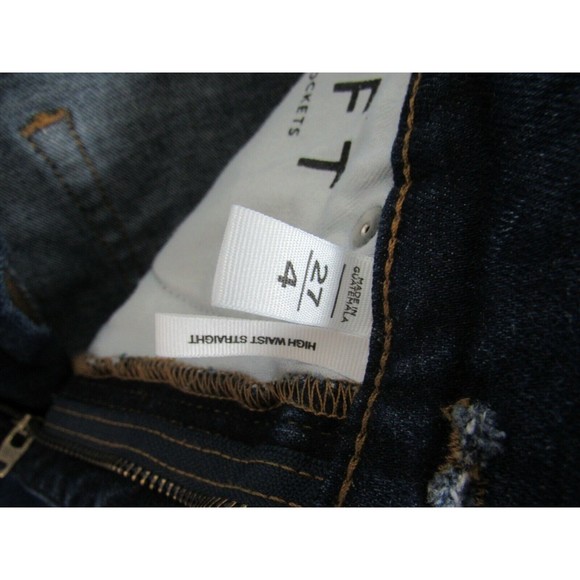 LOFT Women Jeans Size 27/4 Blue High Waist Straight Sandblasted Frayed Hem Denim - Picture 4 of 4